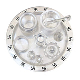 Danglisia Silver Plated Pooja Thali Set Glossy Puja Thali Set 9 Inch Ethnic Pooja Thali for Home Temple Office Wedding Return Gift Items