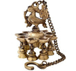 Danglisia Premium Antique Peacock Deepak with Bells and Chain Brass Hanging Diya