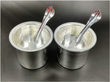 Danglisia Regular Silver Plated Panchpatra Set of 2 Panchapatra and 2 Regular Palli