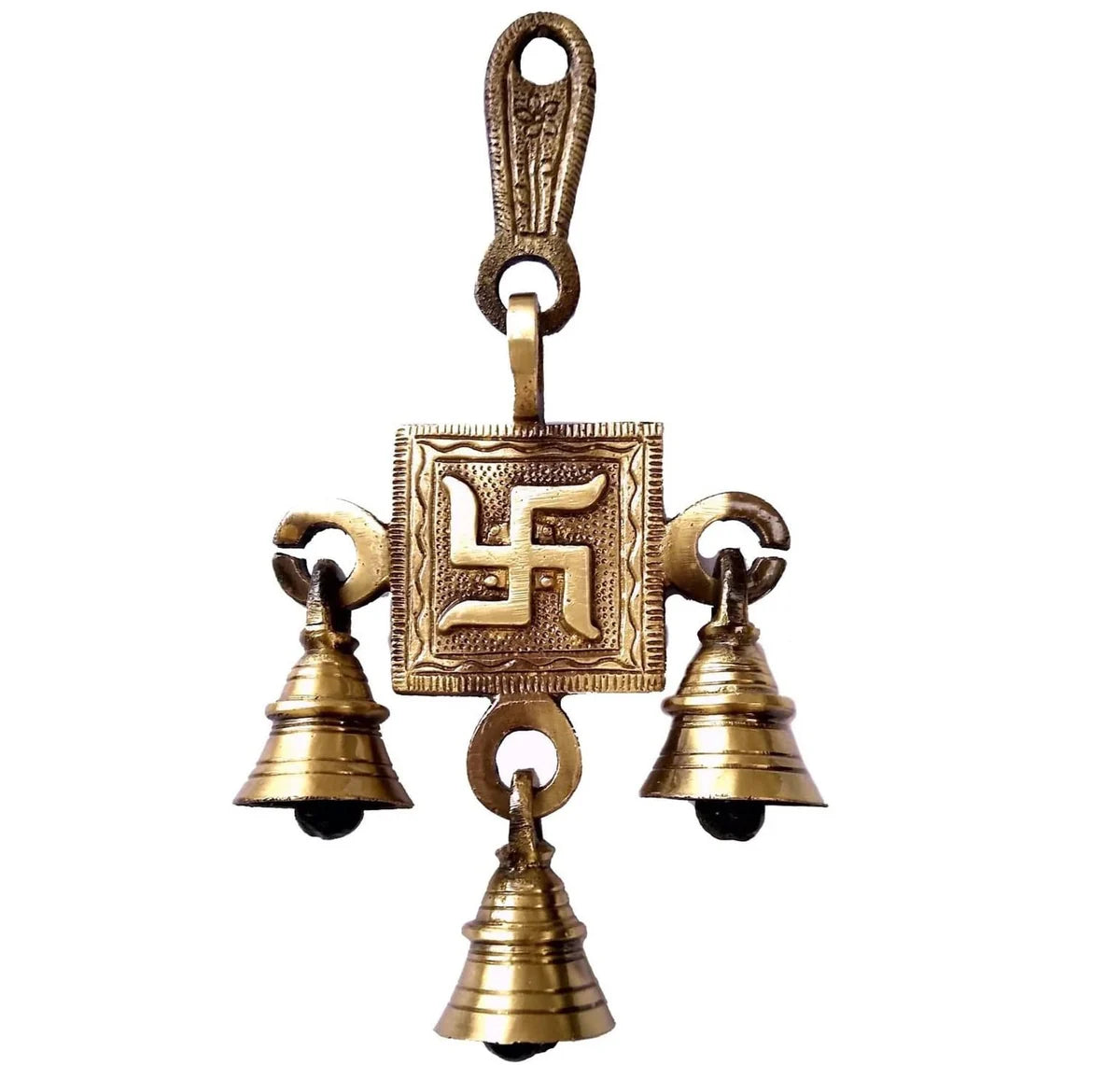 Brass Swastik Bells Wall Hanging Idol Decorative Showpiece Antique Finish Wall Art Decor Statue