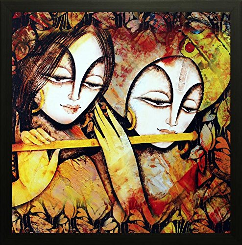 Nobility Radha Krishna Religious Modern Wall Art UV Textured Framed Painting